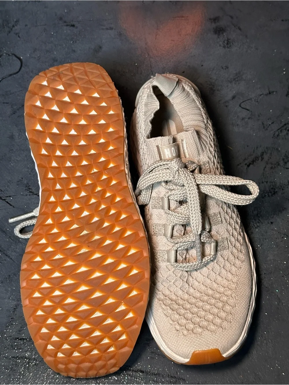 NOBULL Knit Athletic Sneakers in Light Beige with Tan Accents